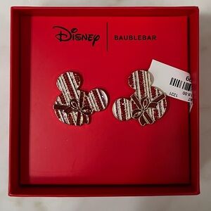 Disney BaubleBar Mickey Mouse Holiday Gift Wrap Striped Earrings